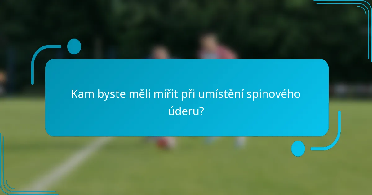 Kam byste měli mířit při umístění spinového úderu?